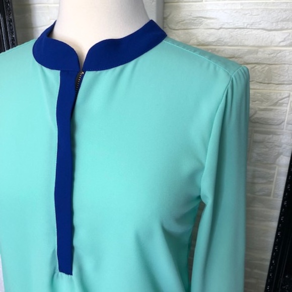 Liberty Love Tops - LIBERTY LOVE Turquoise & Blue Long Sleeve Blouse
